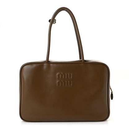 Miu Miu Soft Calf Softy Large Beau Top Handle Bag Tundra 1 of 9