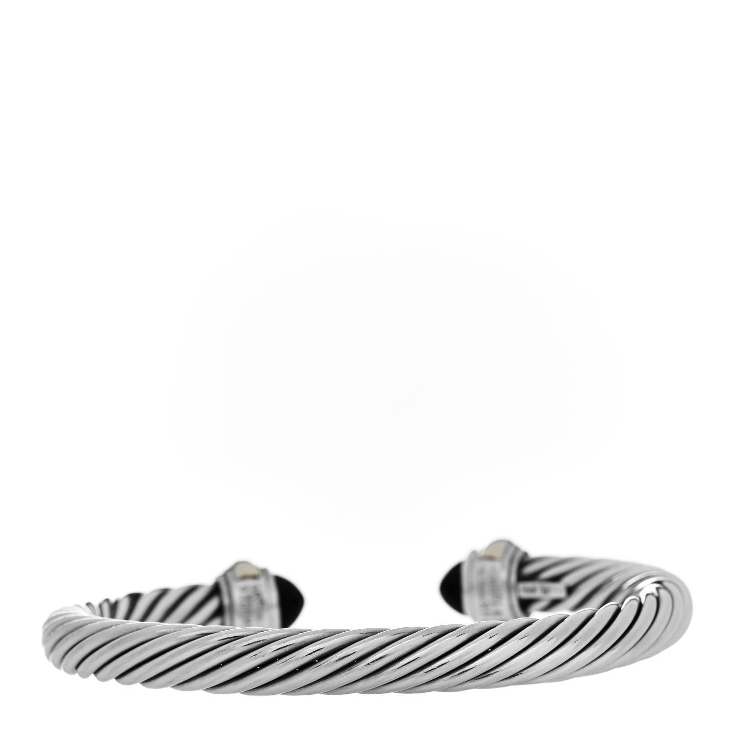 David Yurman Sterling Silver 14K Yellow Gold Black Onyx 7mm Cable Classics Bracelet 2 of 3