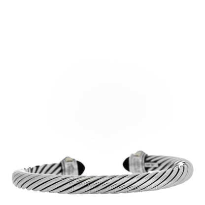 David Yurman Sterling Silver 14K Yellow Gold Black Onyx 7mm Cable Classics Bracelet 2 of 3