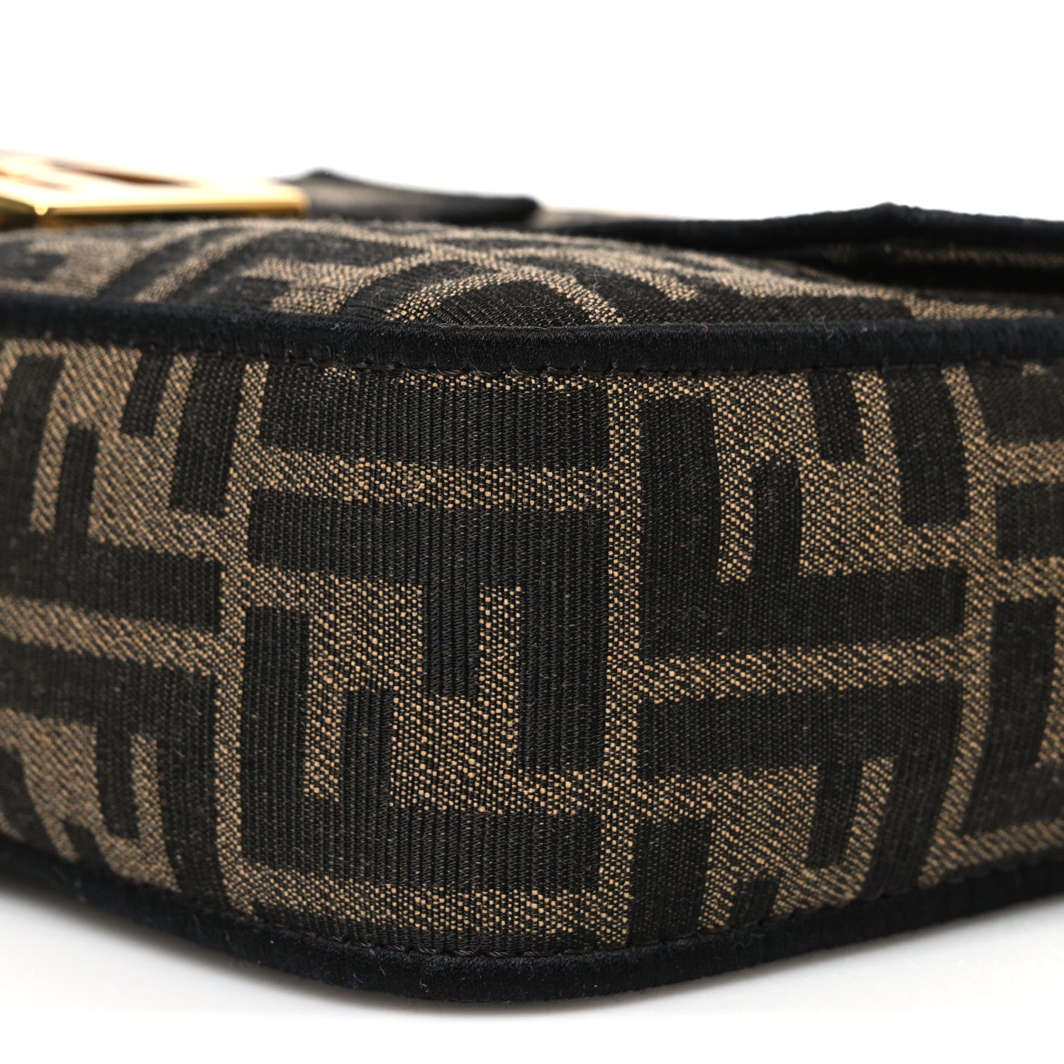 Fendi Fabric Jacquard FF 1974 Medium Baguette Tobacco Moro Black 10 of 11