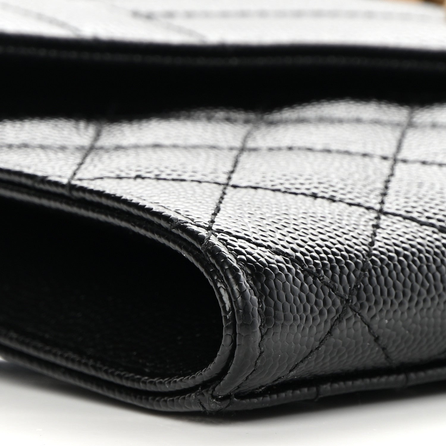 Saint Laurent Grain De Poudre Textured Mixed Matelasse Triquilt Monogram Clutch Black 8 of 9
