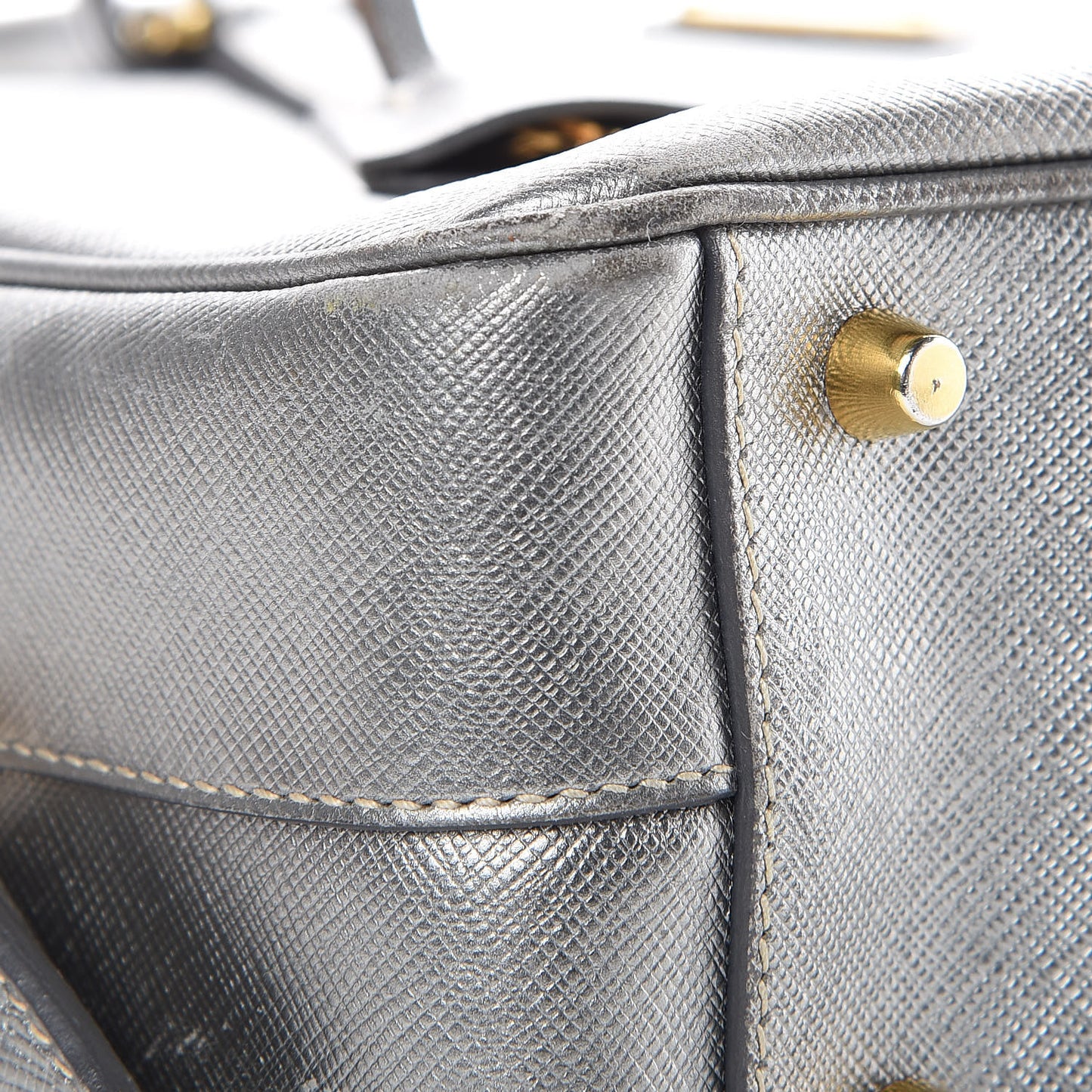 Metallic Saffiano Lux Bowler Silver