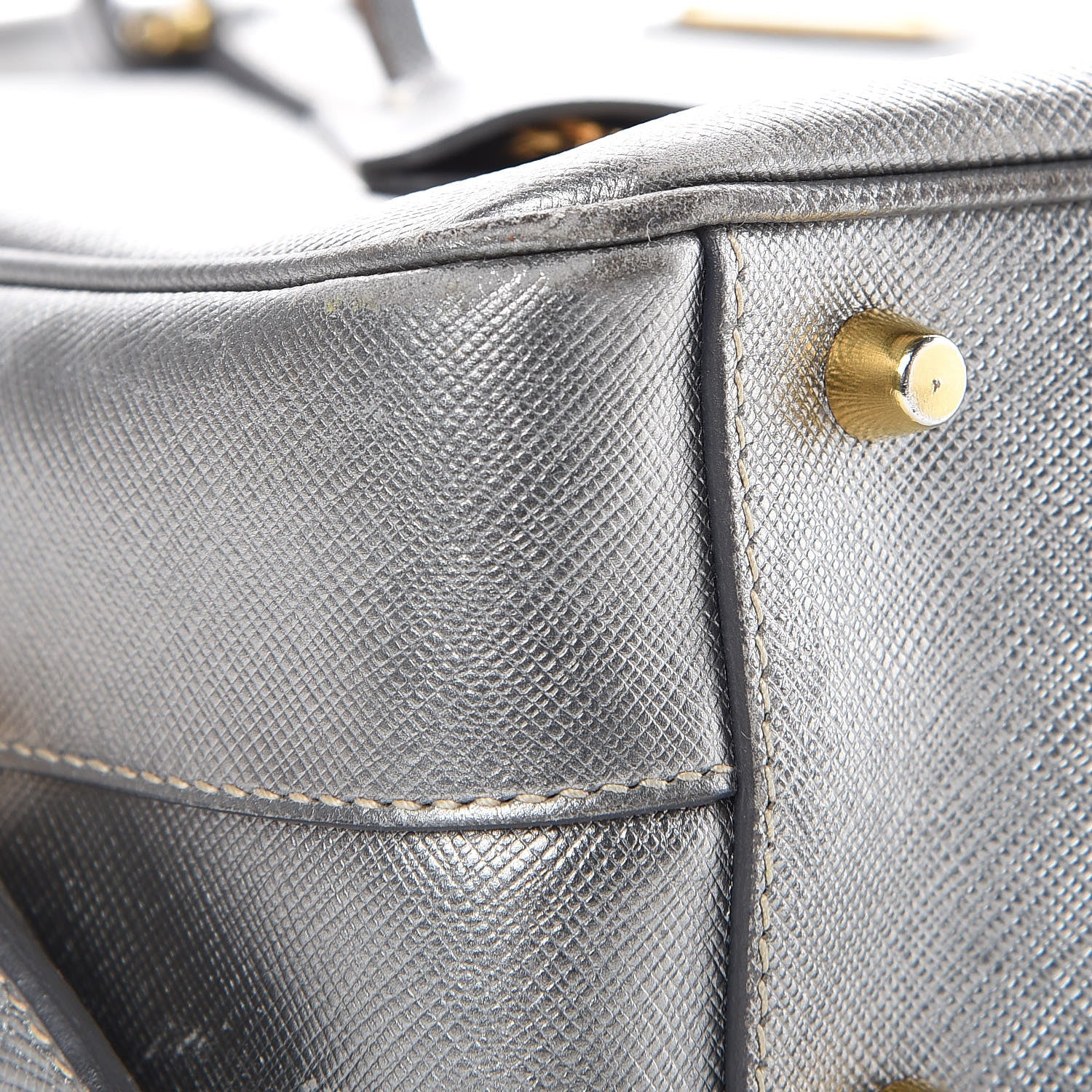 Prada Metallic Saffiano Lux Bowler Silver 8 of 23