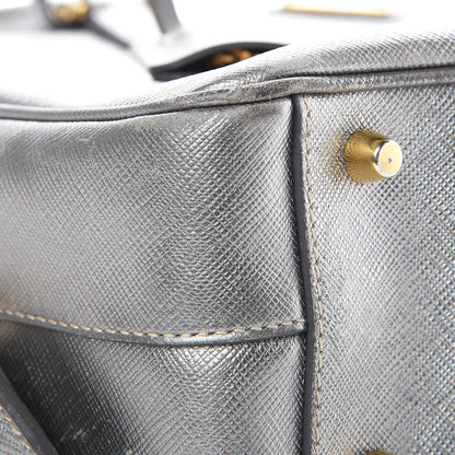 Prada Metallic Saffiano Lux Bowler Silver 8 of 23