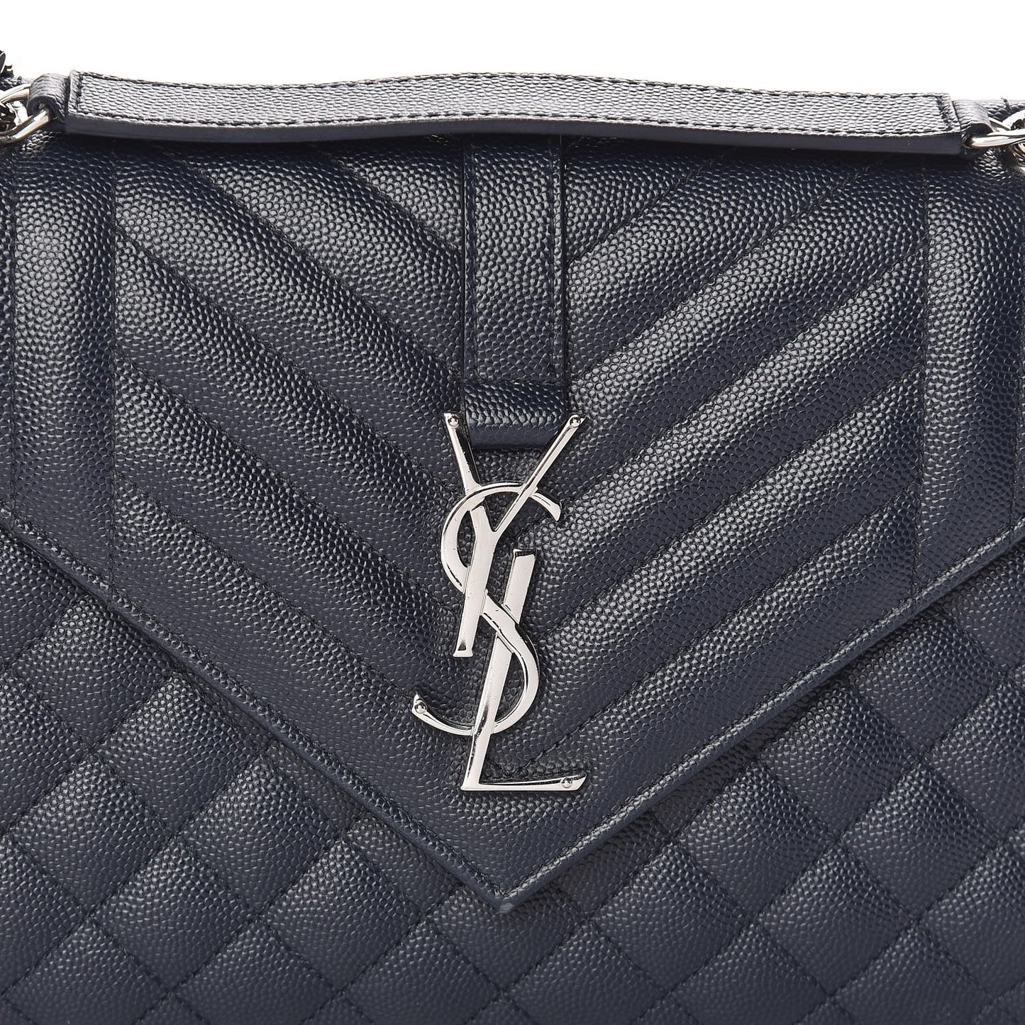 Grain De Poudre Textured Mixed Matelasse Triquilt Medium Monogram Satchel Deep Marine