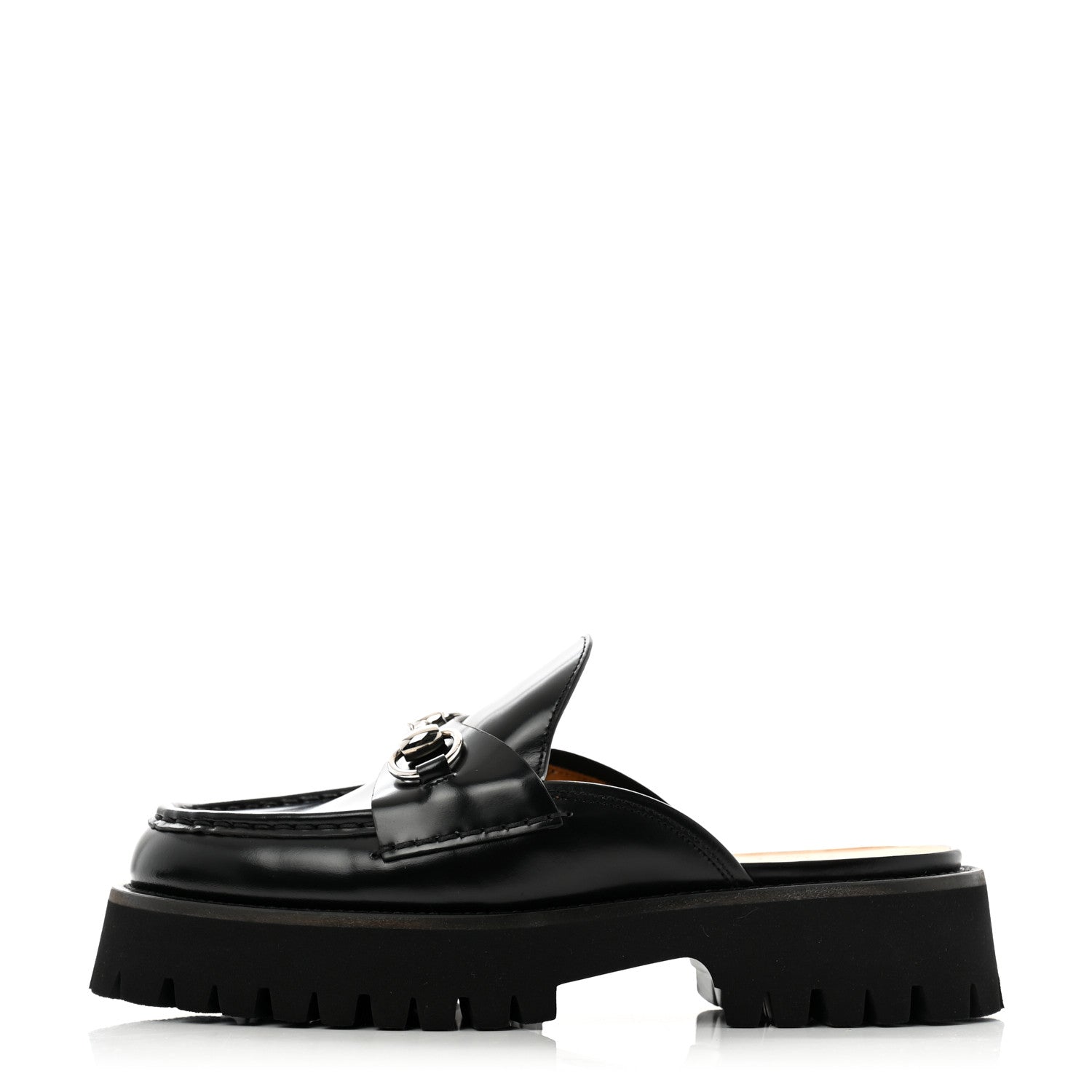 Gucci Magnum Calfskin Womens Horsebit Platform Mules 37.5 Black 1 of 9