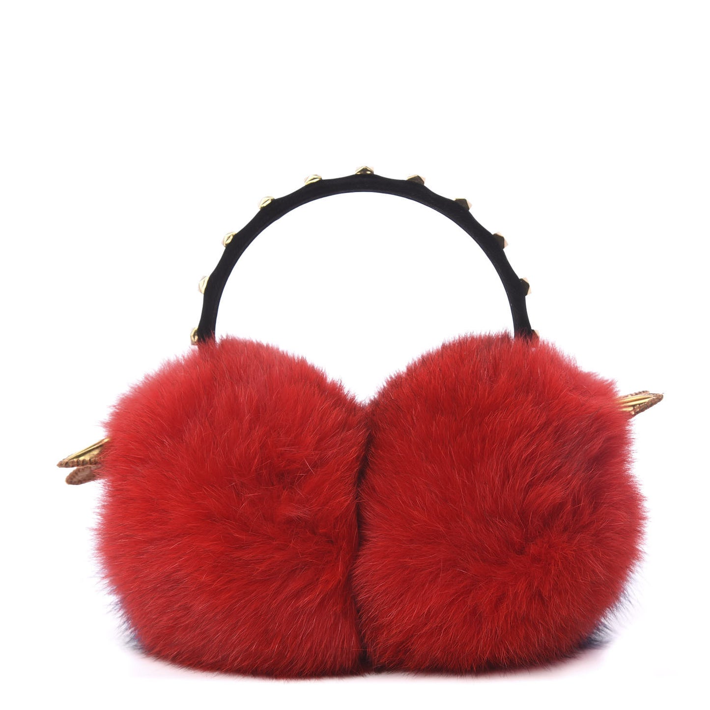 Visetos Rabbit Fur Studded Earmuffs Ruby Red