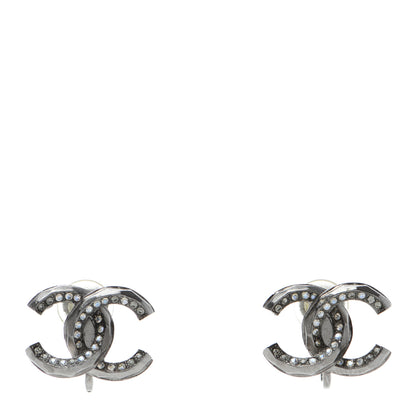 Chanel Crystal CC Clip on Earrings Ruthenium 1 of 4