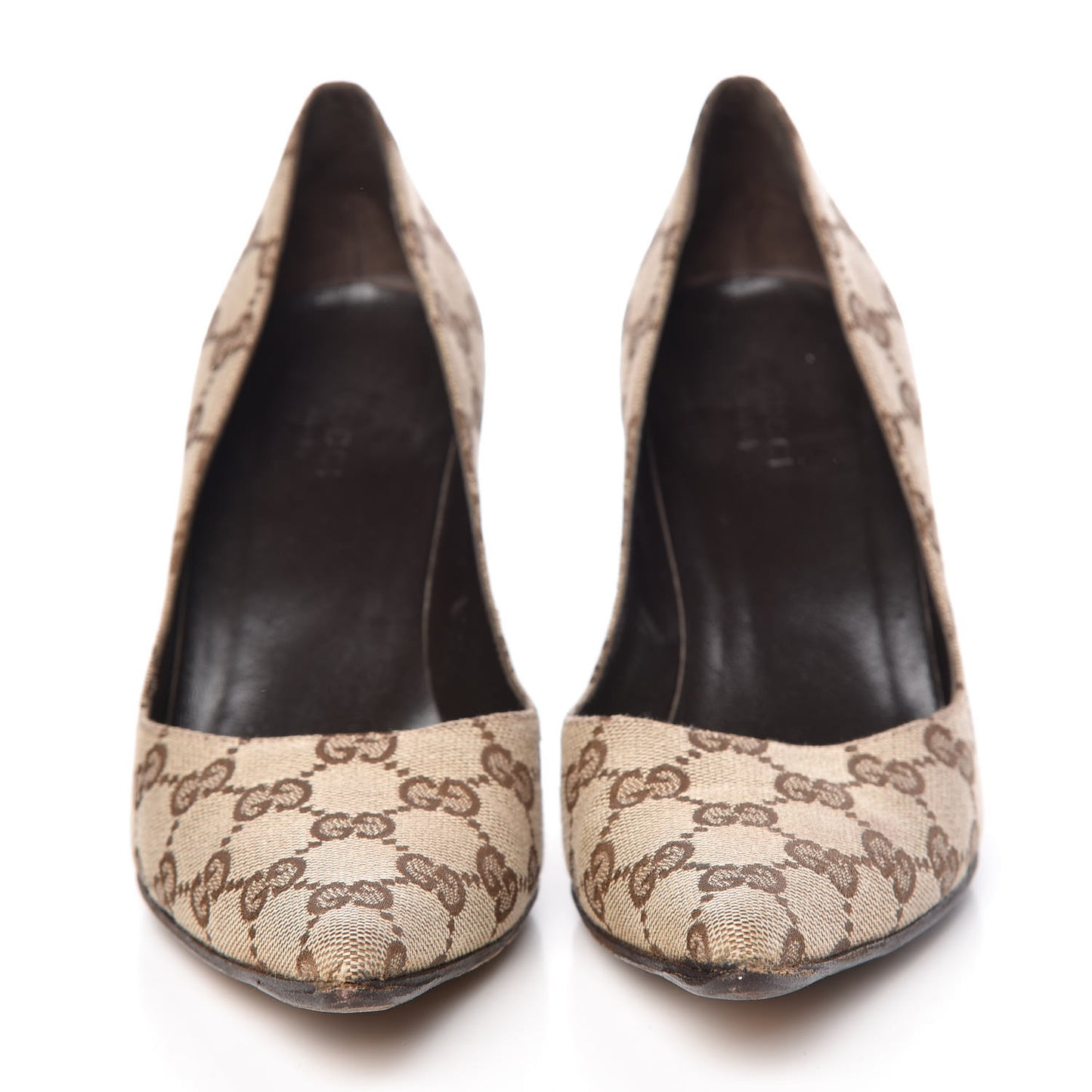 Monogram Malaga Kid Pumps 7 Biege Ebony Cocoa
