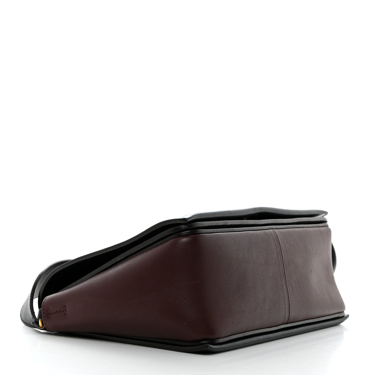 Shiny Smooth Calfskin Medium Frame Shoulder Bag Steel Blue Plum