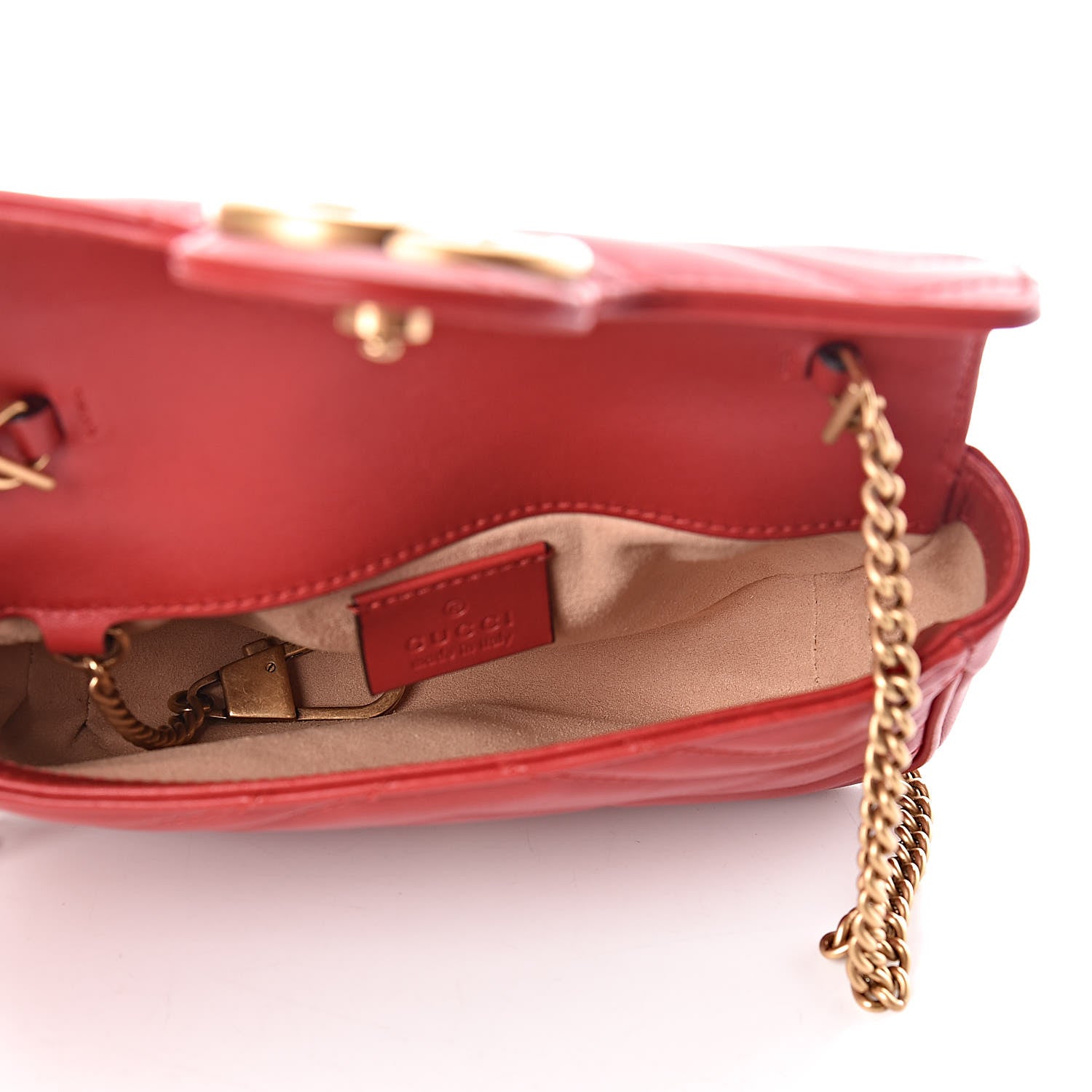 Gucci Calfskin Matelasse Super Mini GG Marmont Shoulder Bag Hibiscus Red 5 of 10