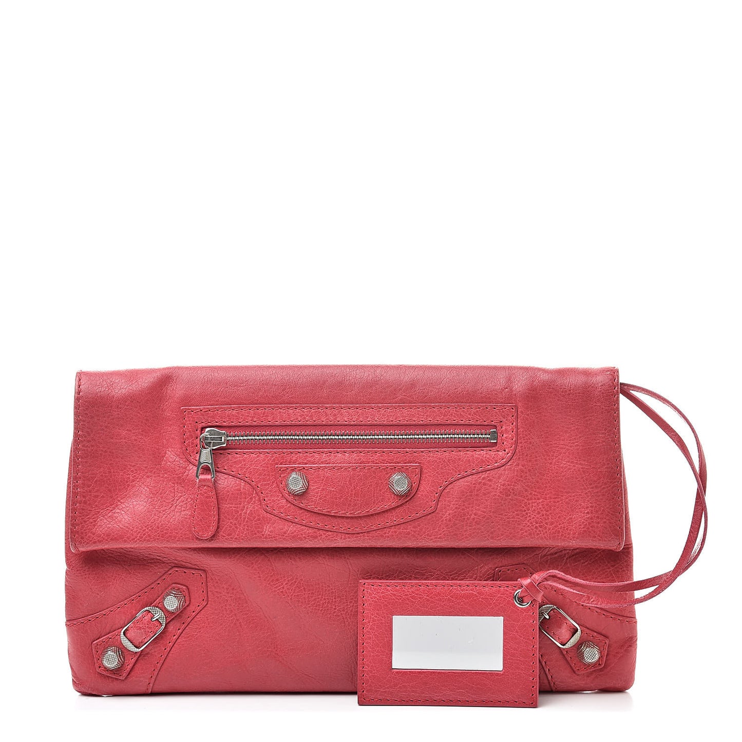 Agneau Giant 12 Silver Hardware Envelope Clutch Rose Thulian
