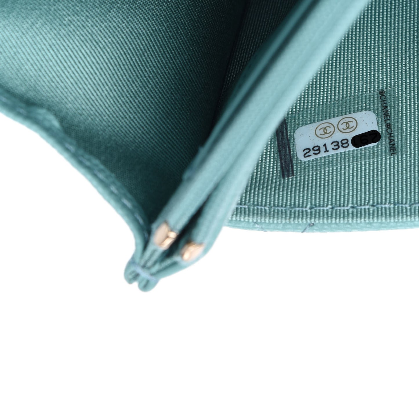 Caviar Quilted Wallet On Chain WOC Light Blue