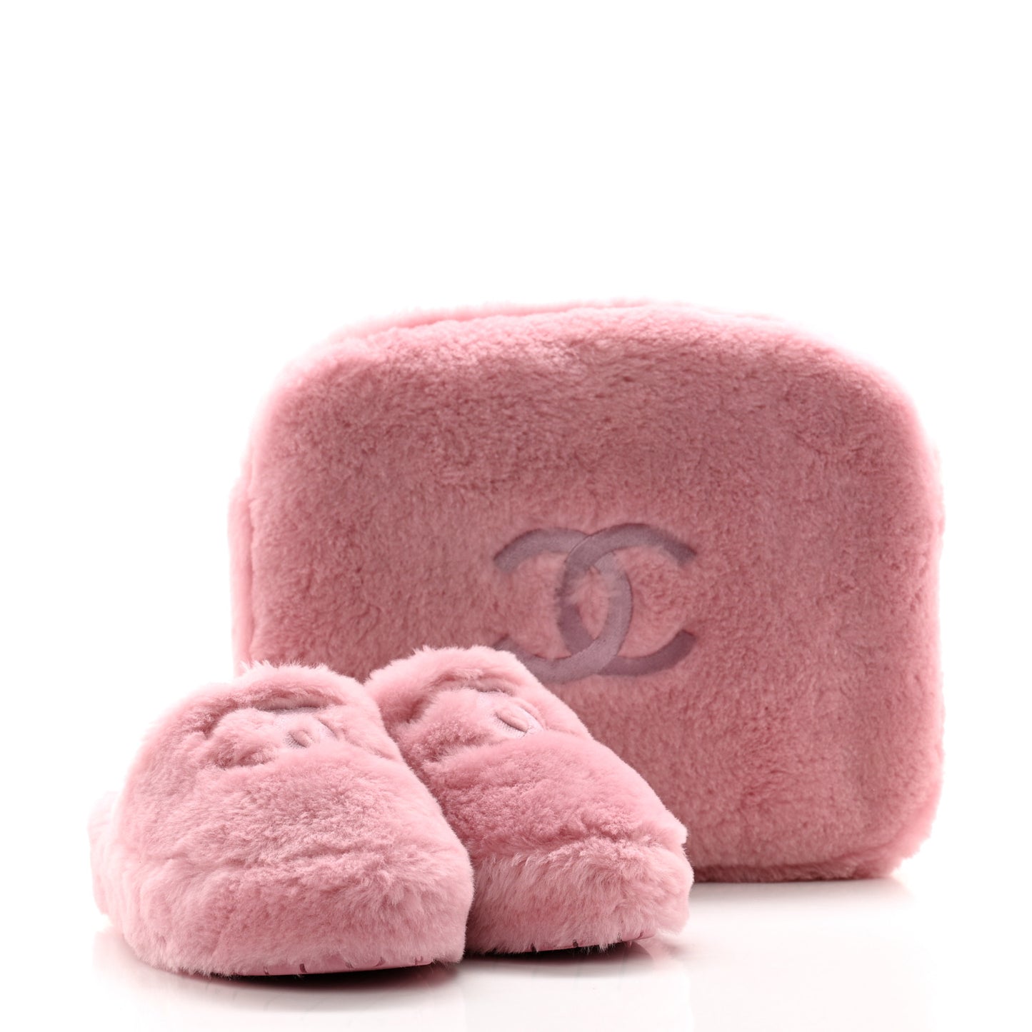 Shearling Lambskin CC Flat Mules 36 Pink