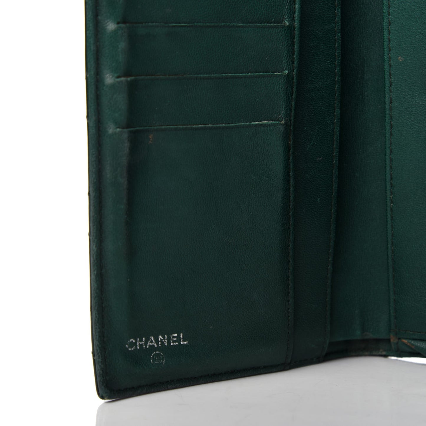 Patent Quilted Large Flap Wallet Green