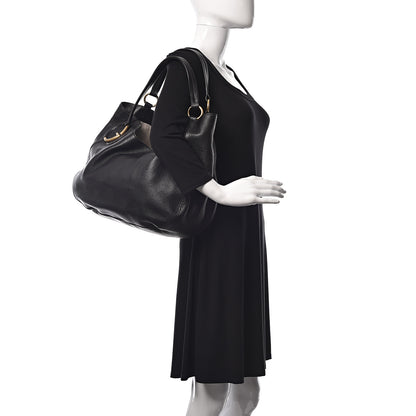Gucci Pebbled Calfskin Medium Twill Shoulder Bag Black 2 of 12