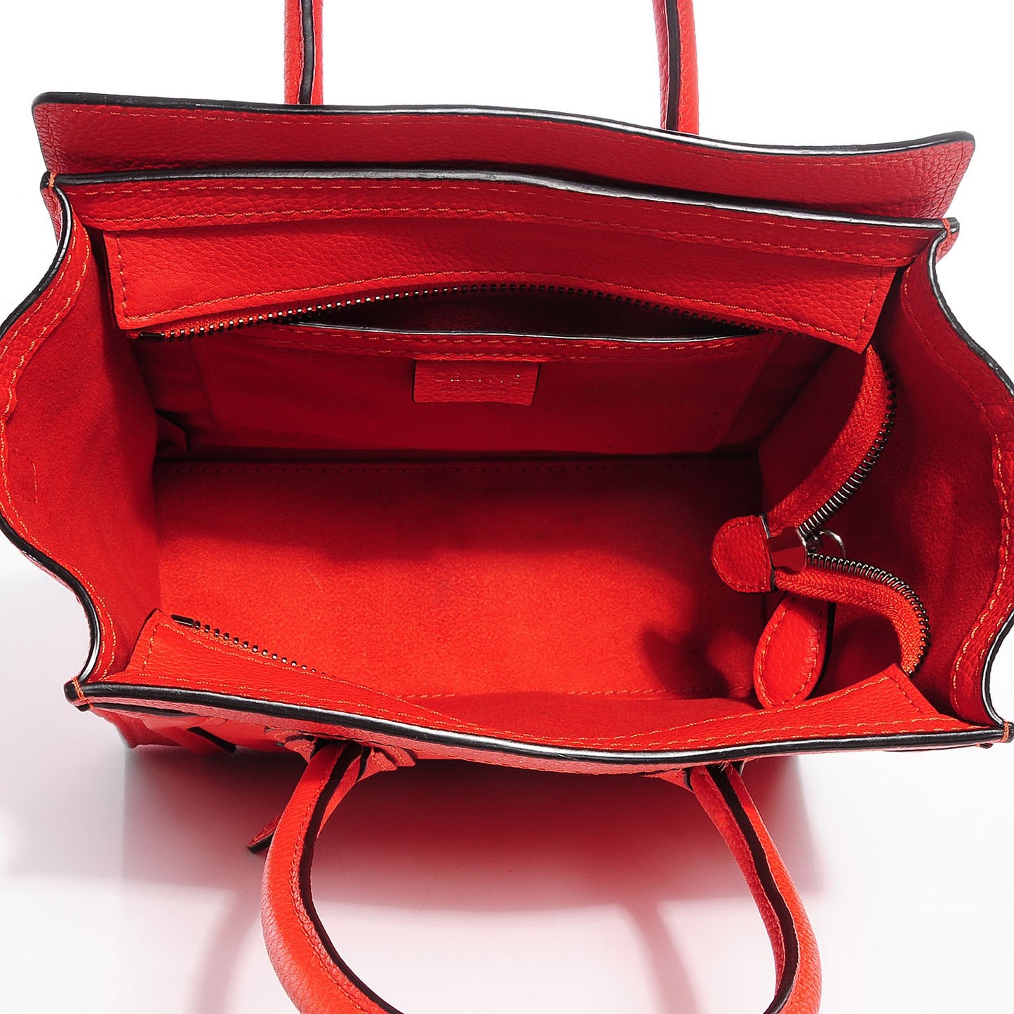 Drummed Calfskin Nano Luggage Vermillion