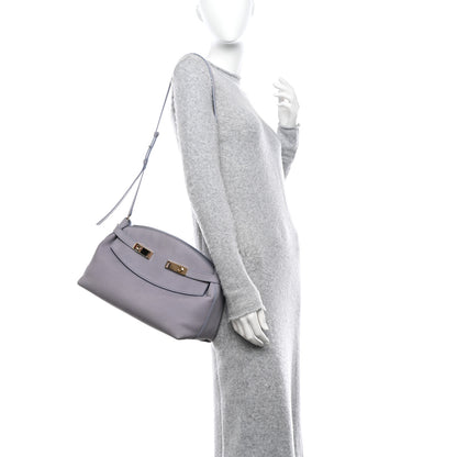 Salvatore Ferragamo Calfskin Large Hug Pouch Fog Gray 2 of 12