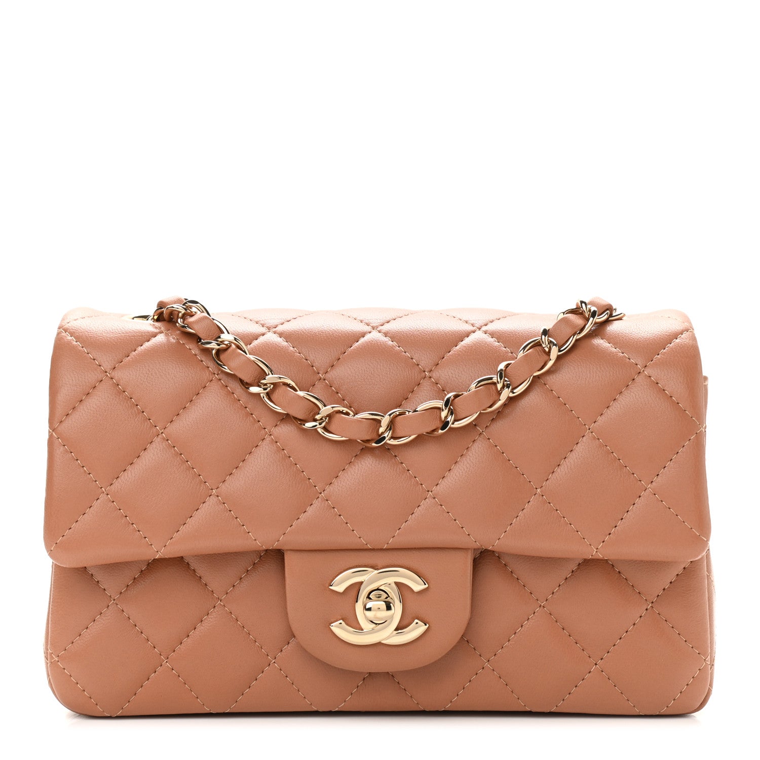 Chanel Lambskin Quilted Mini Rectangular Flap Brown 1 of 8