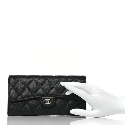 Chanel Caviar Quilted Large Gusset Flap Wallet Black 2 of 11