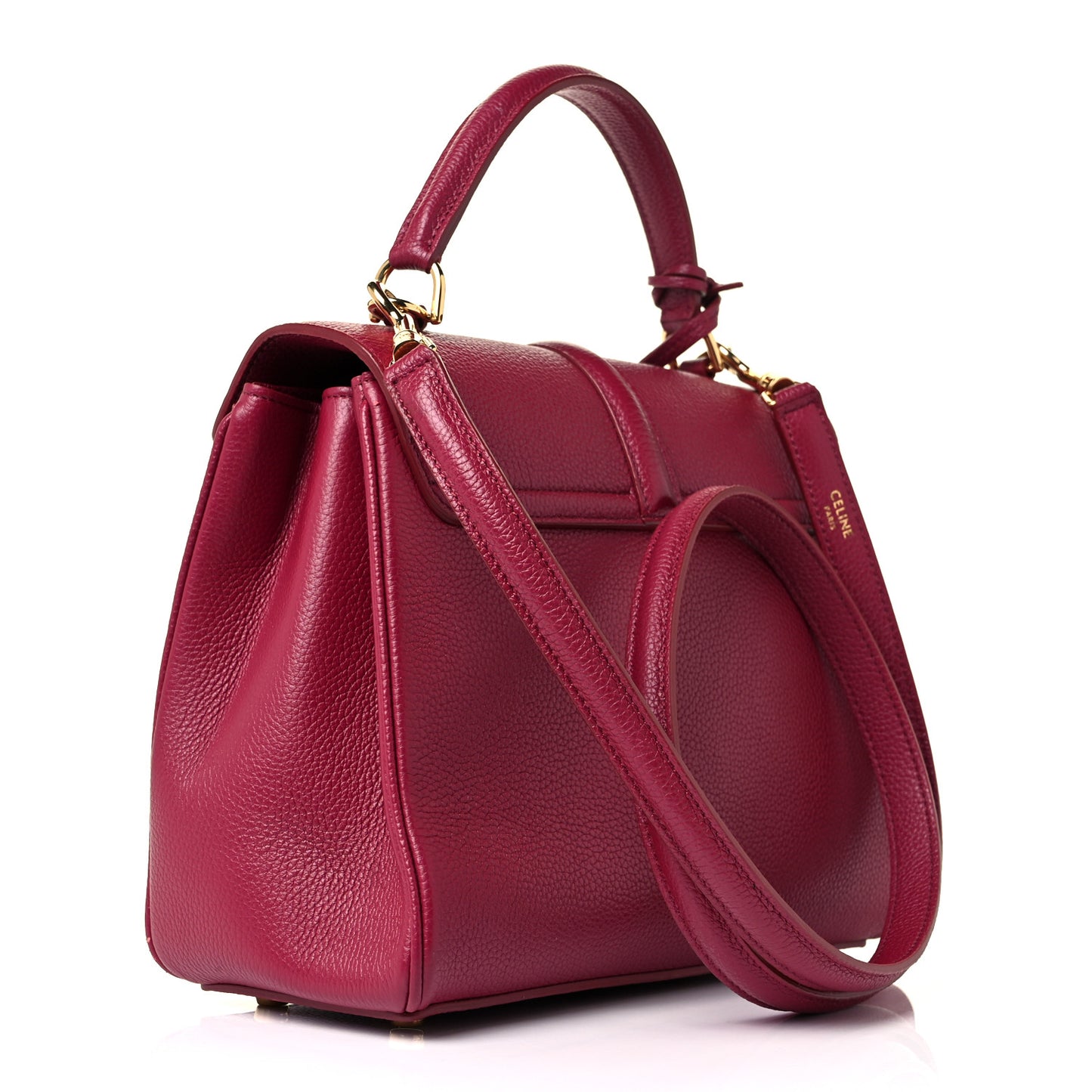 Grained Calfskin Small 16 Top Handle Bag Rasberry