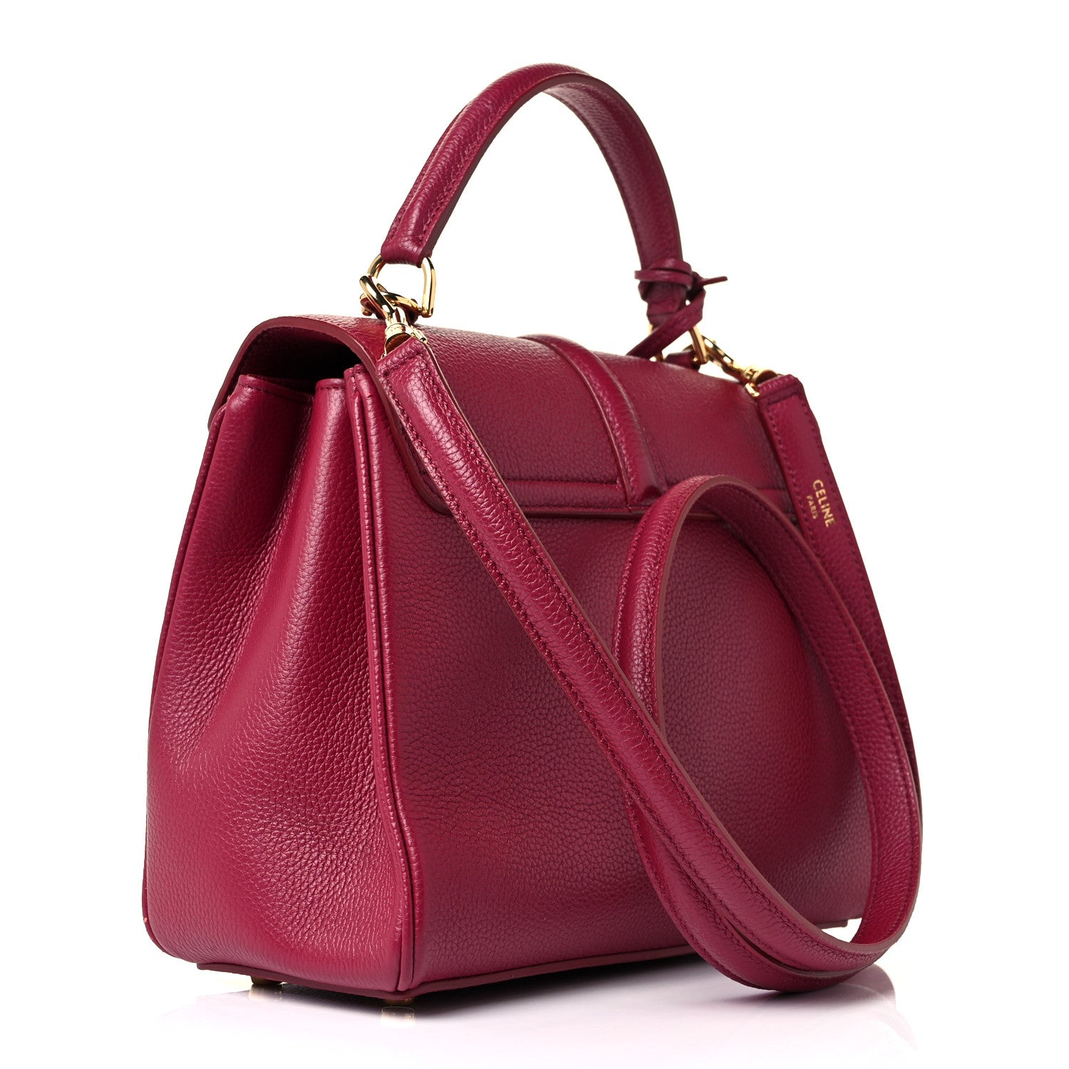 Celine Grained Calfskin Small 16 Top Handle Bag Rasberry 3 of 16