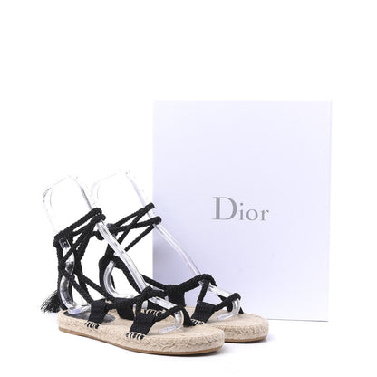 Christian Dior Embroidered Cotton Diorexpress Sandal 38 Black 8 of 8
