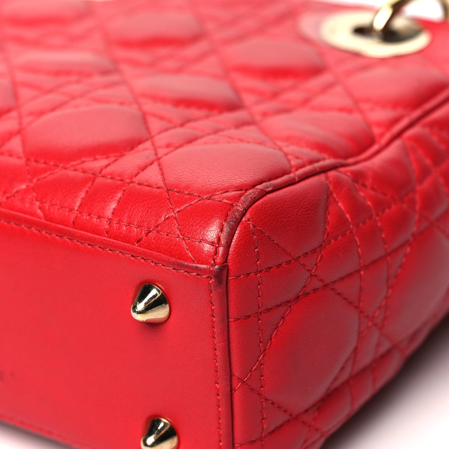 Christian Dior Lambskin Cannage Small Lucky Badges My Lady Dior Red 12 of 16