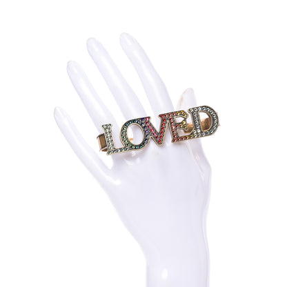 Gucci Metal Crystal Loved Palm Cuff Hand Piece Aged Gold 2 of 4