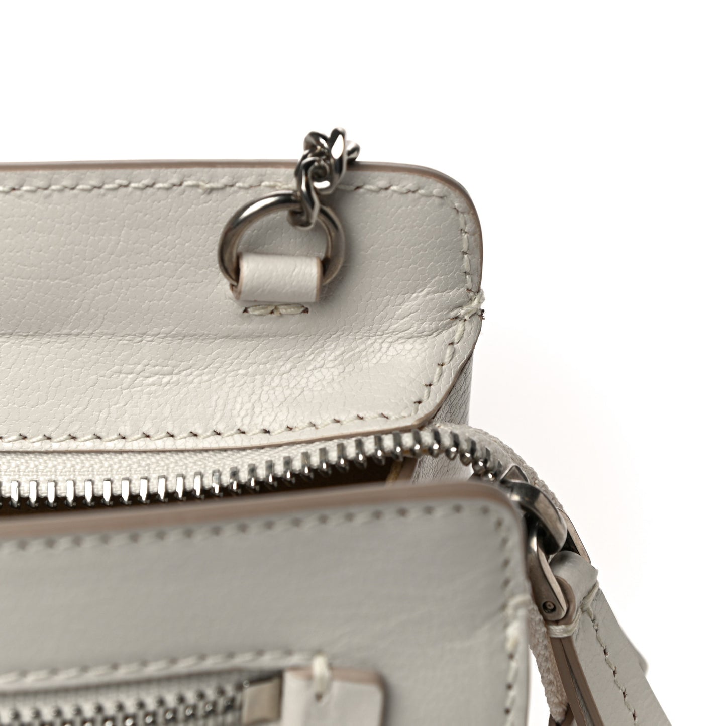 Goatskin Diamond Quilted Pocket Crossbody White