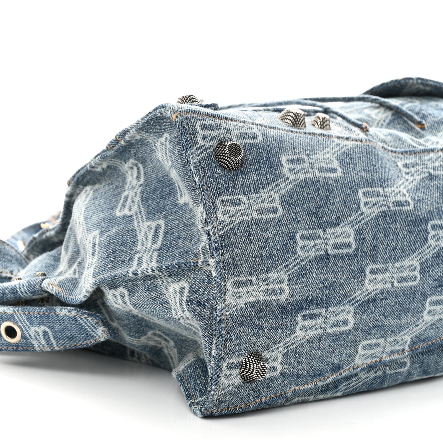 Balenciaga Denim BB Monogram Neo Cagole City Handbag Blue 9 of 11