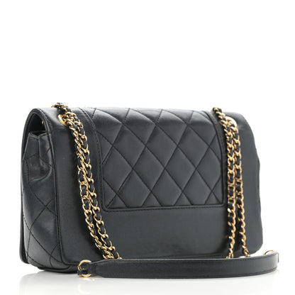 Chanel Sheepskin Quilted Medium Vintage Mademoiselle Flap Black 2 of 11