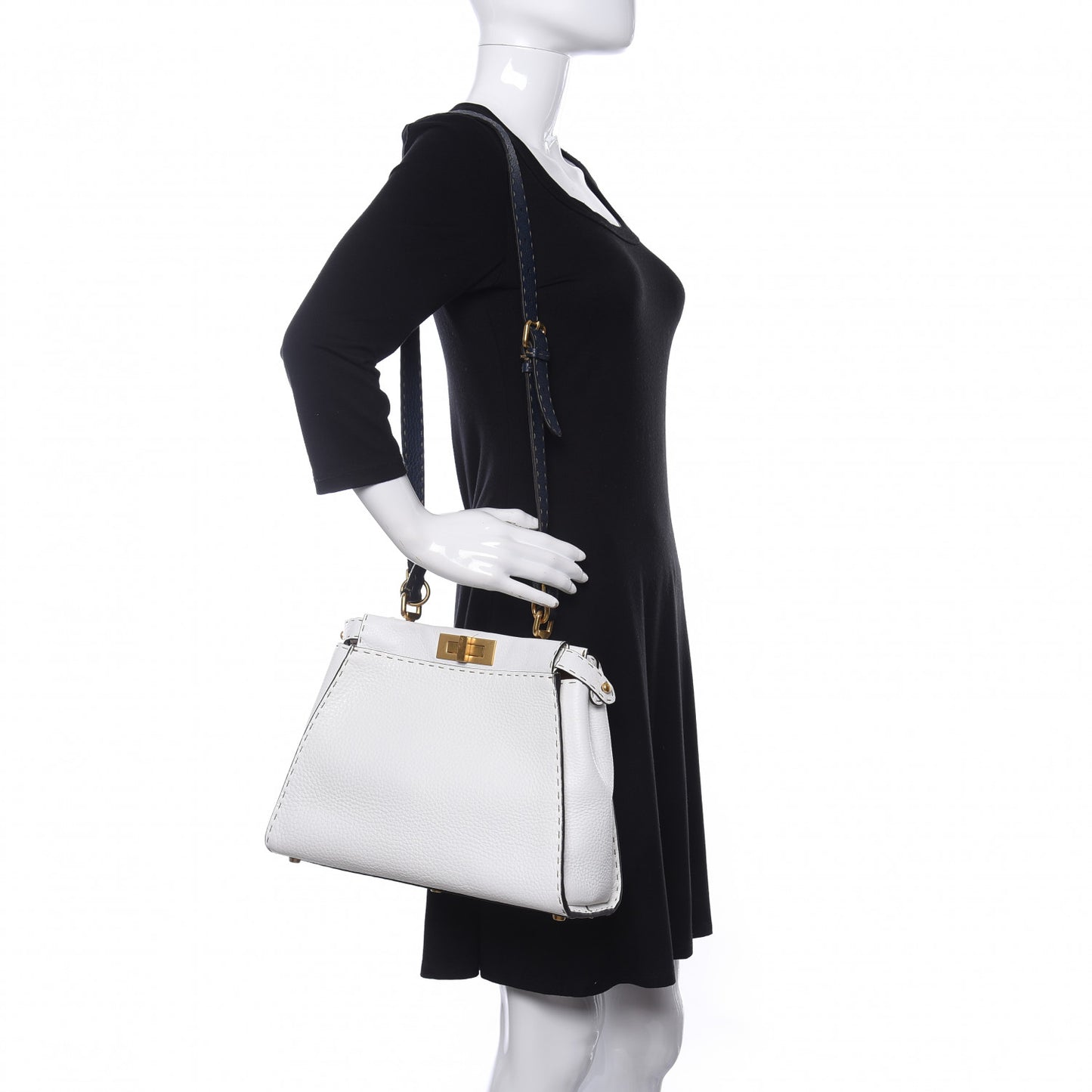 Cuoio Romano Selleria Tri-color Medium Peekaboo Iconic Satchel White Indaco Saddler