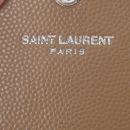 Saint Laurent Grain De Poudre Matelasse Chevron Small Monogram Envelope Wallet Dark Beige 8 of 11