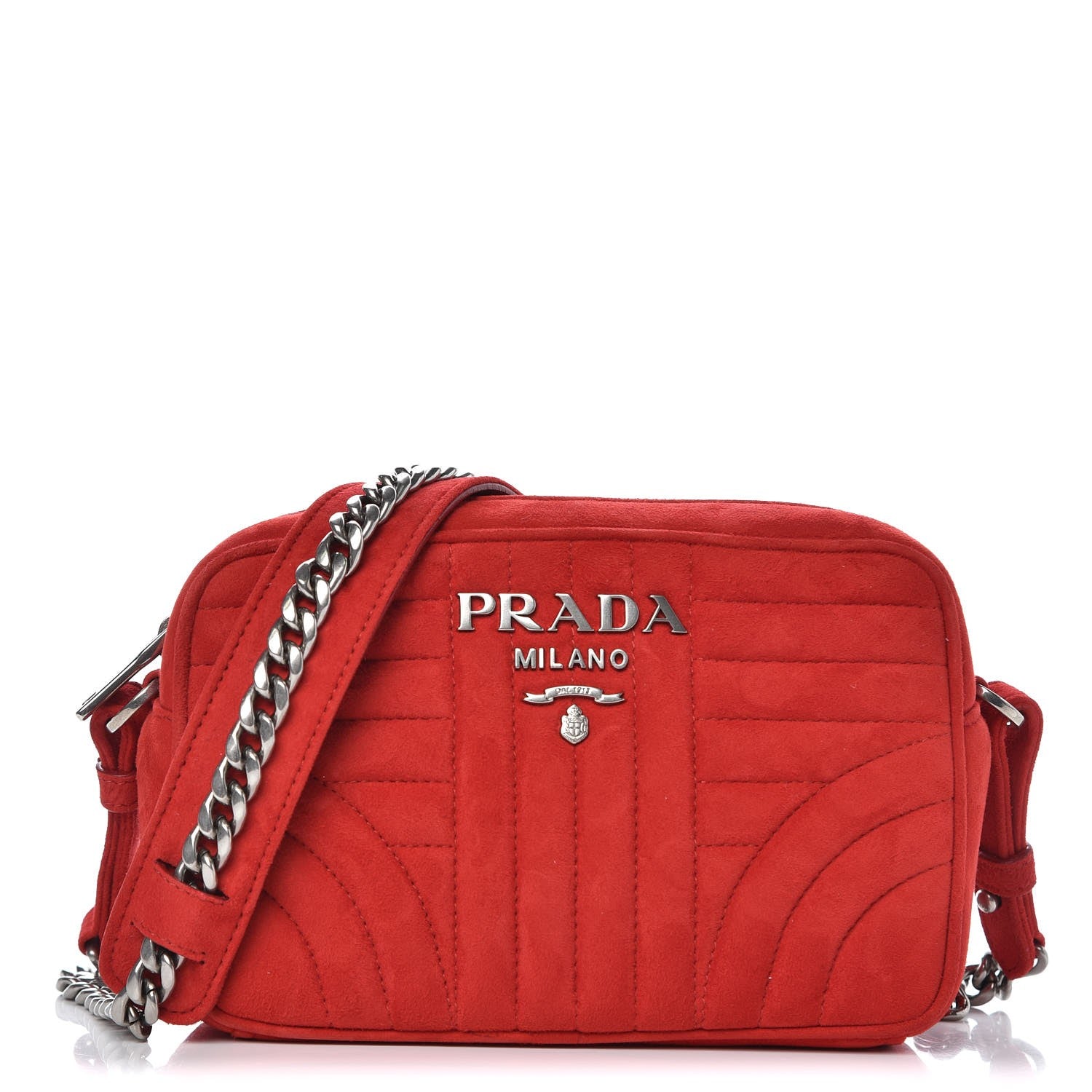 Prada Suede Diagramme Crossbody Rosso 1 of 8