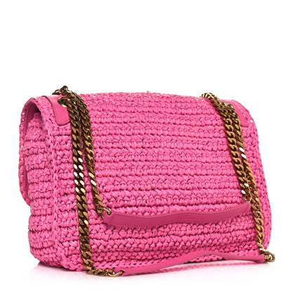 Saint Laurent Raffia Calfskin Monogram Medium Niki Chain Satchel Bright Pink 3 of 14