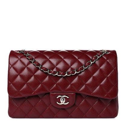 Chanel Caviar Quilted Jumbo Double Flap Dark Red 1 of 10