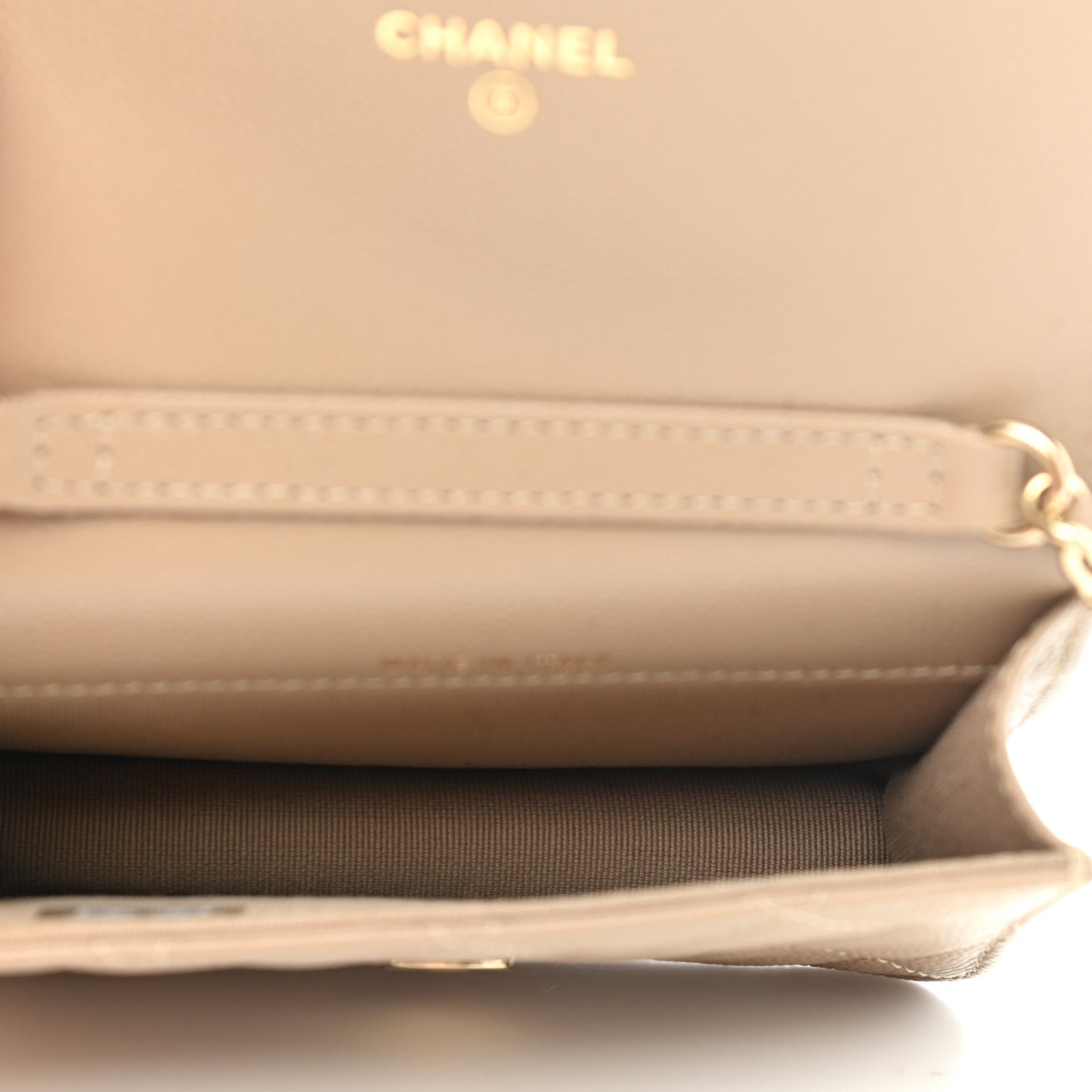 Caviar Quilted Mini Chain Bag Dark Beige