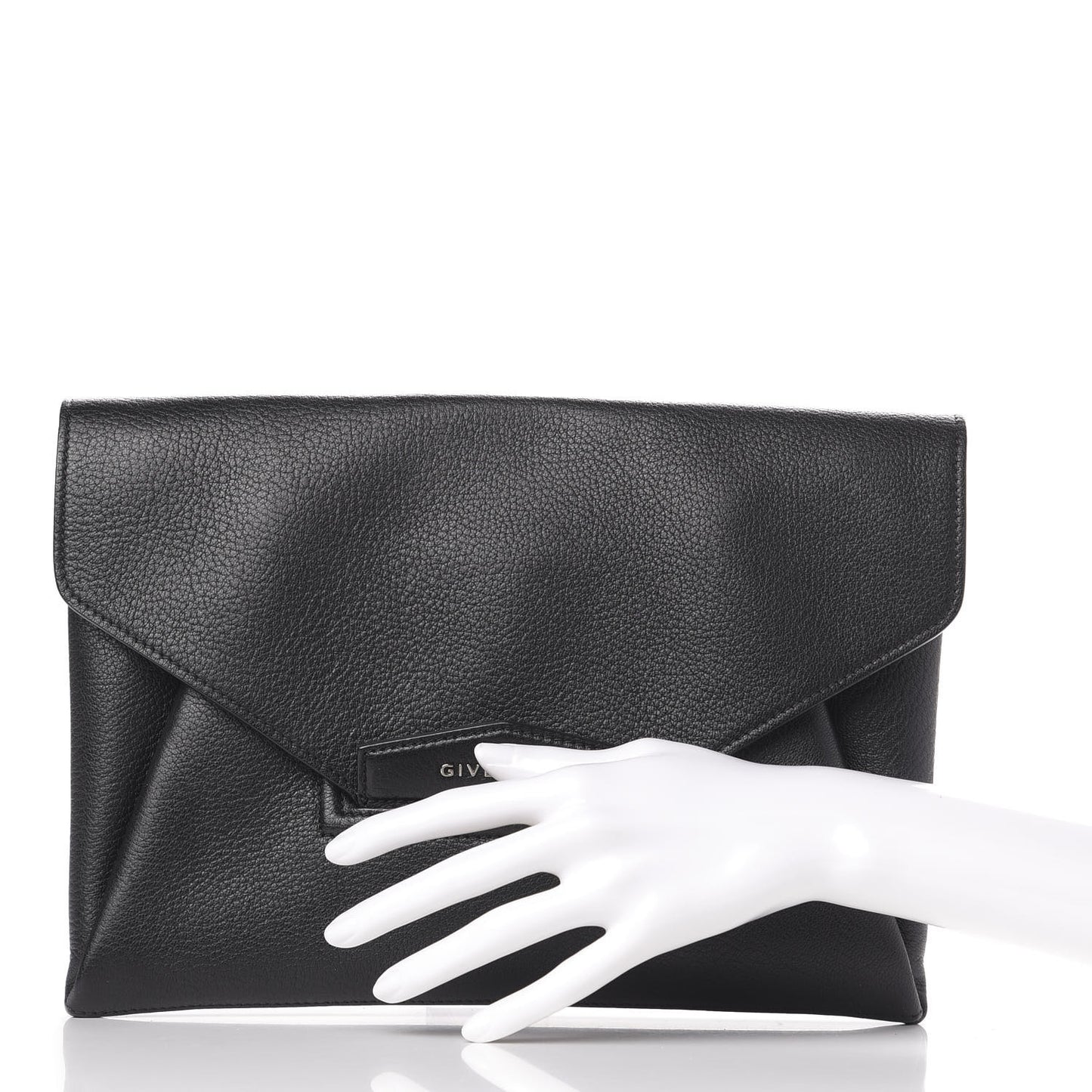 Sugar Goatskin Medium Antigona Envelope Clutch Black