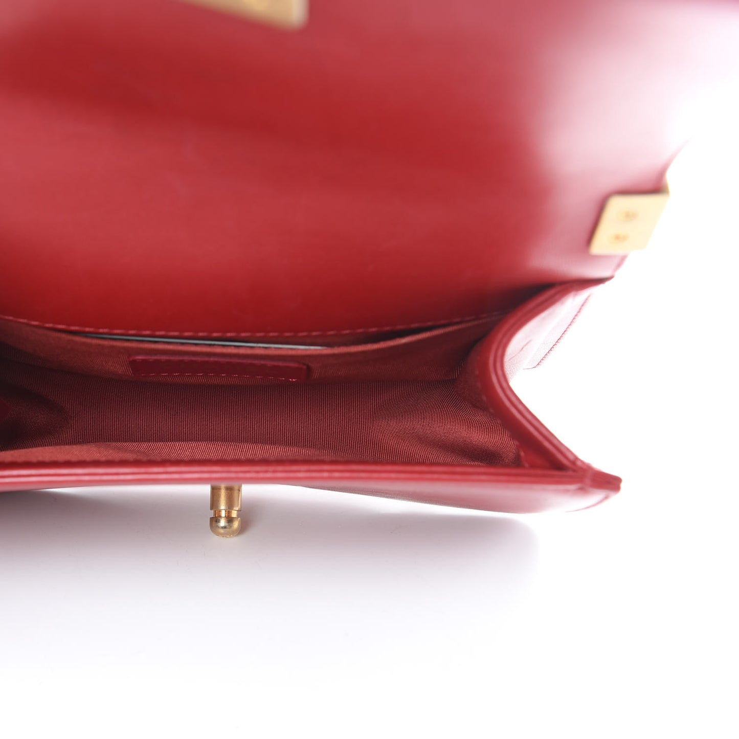 Lambskin Quilted Small Boy Flap Dark Red