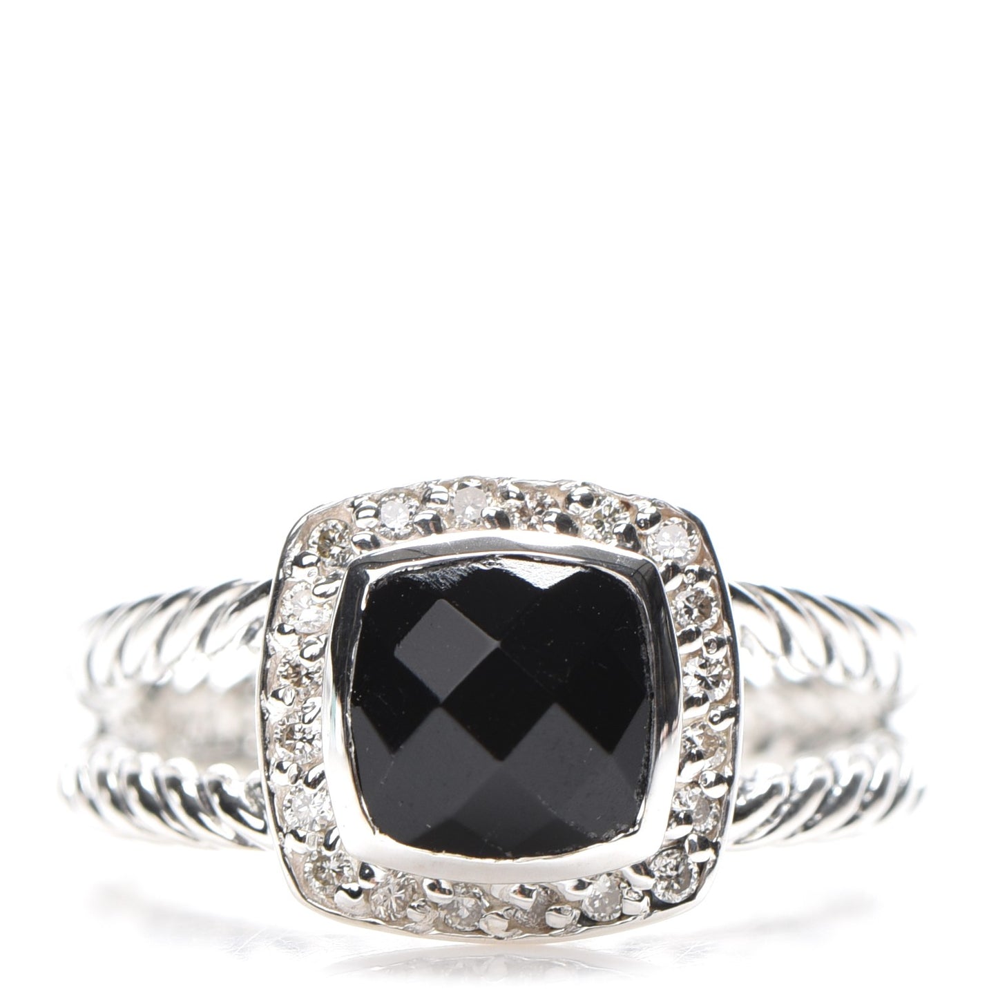 Sterling Silver Diamond Black Onyx 7mm Petite Albion Ring 54 6.75