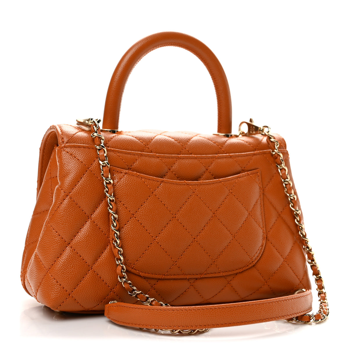 Caviar Quilted Mini Coco Handle Flap Light Brown