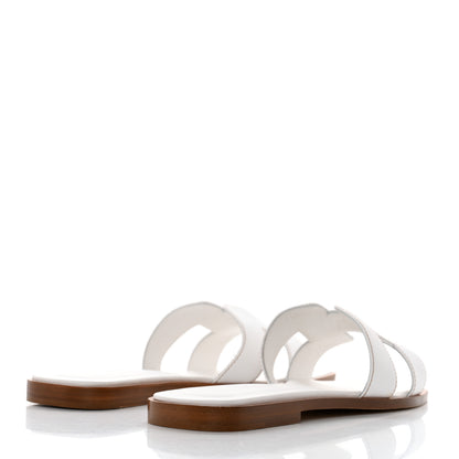 Hermes Box Calfskin Oran Sandals 37.5 White 4 of 9