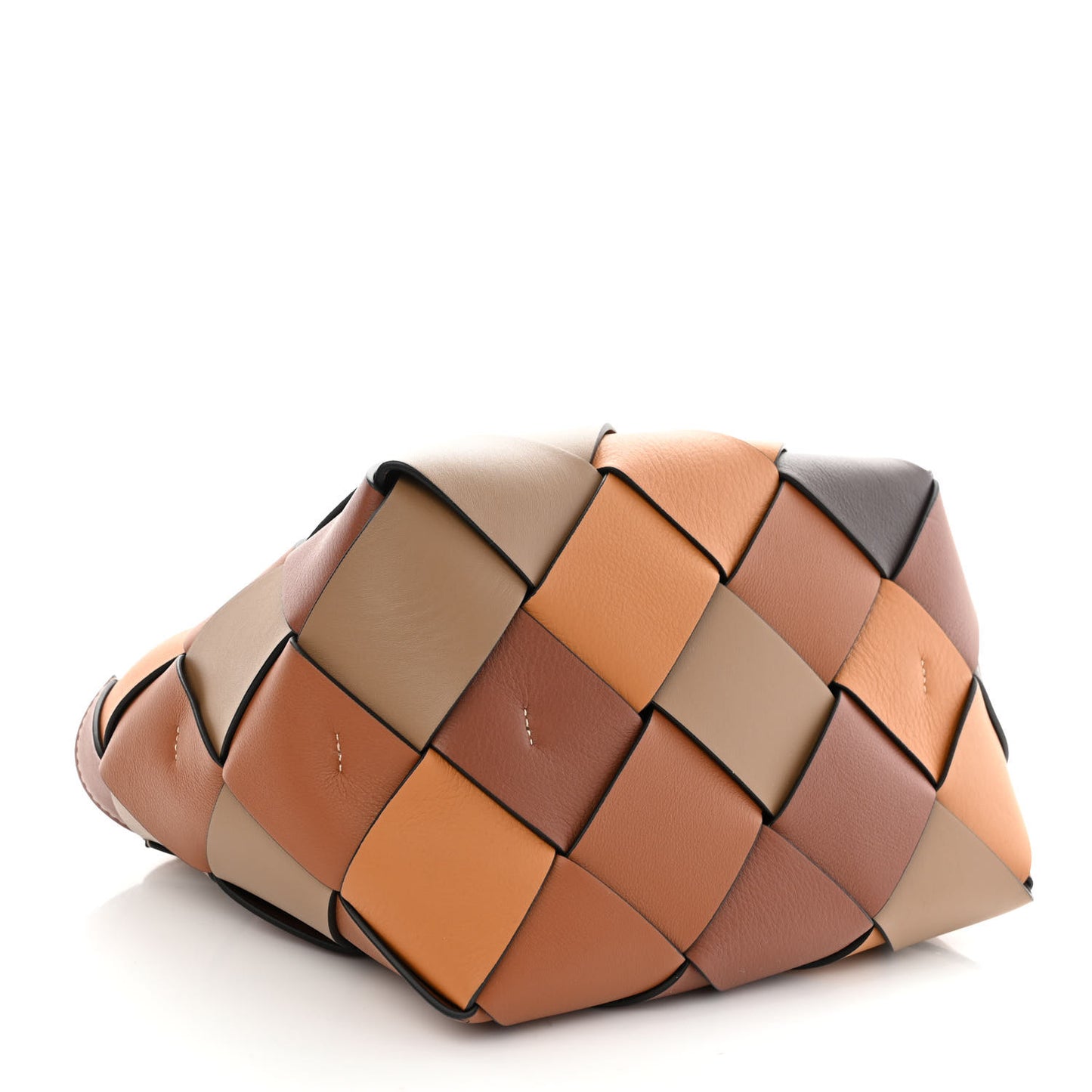 Calfskin Small Woven Basket Surplus Bag Brown