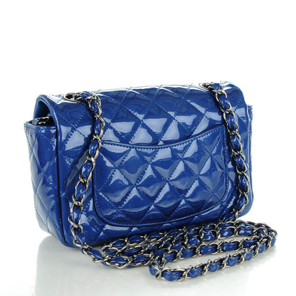 Chanel Patent Quilted Mini Rectangular Flap Blue 3 of 8