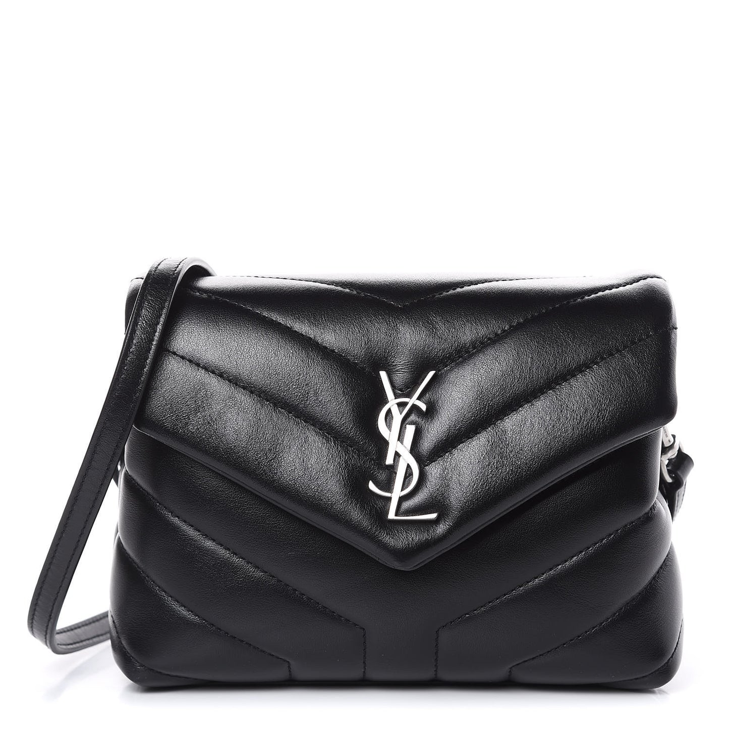 Calfskin Y Quilted Monogram Toy Loulou Crossbody Bag Black