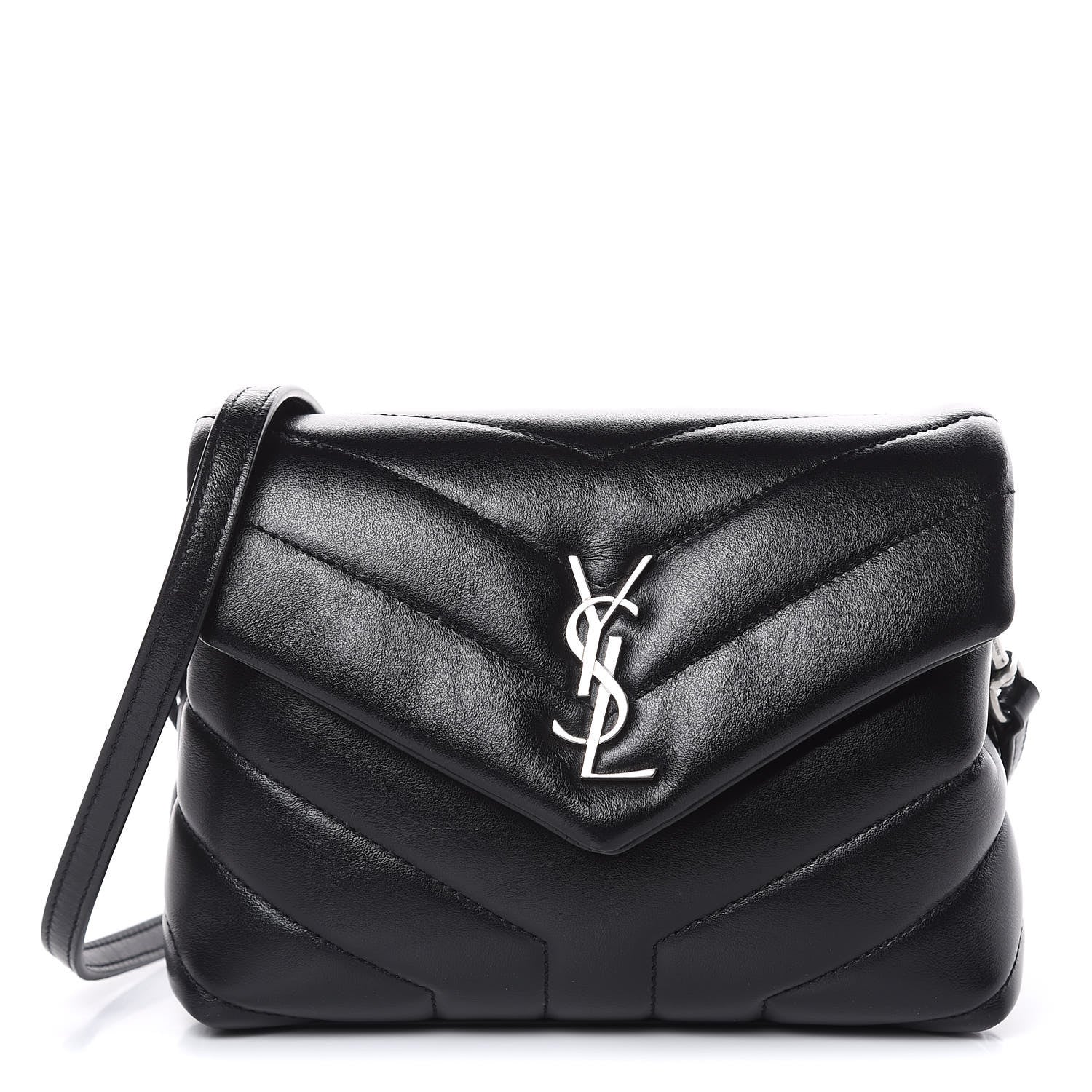 Saint Laurent Calfskin Y Quilted Monogram Toy Loulou Crossbody Bag Black 1 of 9