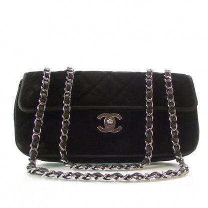 Chanel Velvet Quilted East West Flap Black 1 of 9