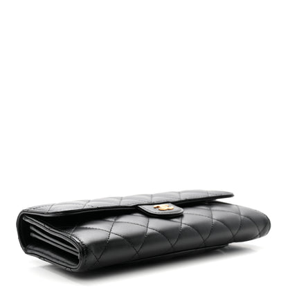 Chanel Lambskin Quilted Large Gusset Flap Wallet Black 4 of 8