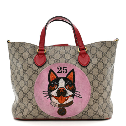 Gucci Soft GG Supreme Monogram Web Bosco Patch Small Crossbody Tote Beige Malva Hibiscus Red 1 of 21